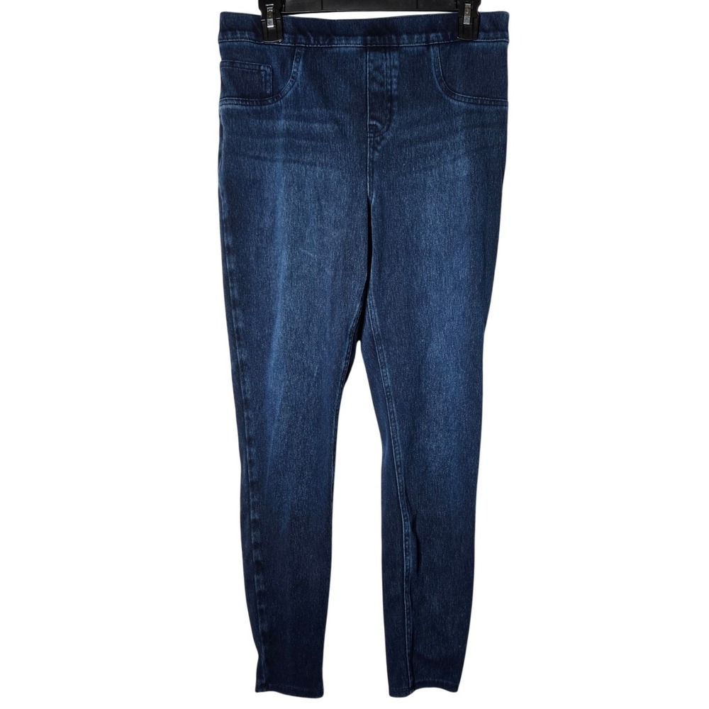 Spanx Womens Jean-ish Ankle Leggings Denim Blue Jeans Large Stretch Casual Comfy